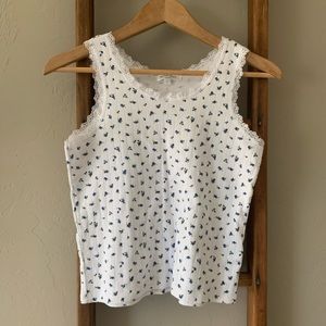 Lace-edge floral tank